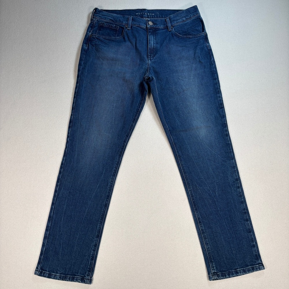 Mott & Bow Slim Straight Boyfriend Laight Jeans Women's 32x29 Blue Stretch Denim